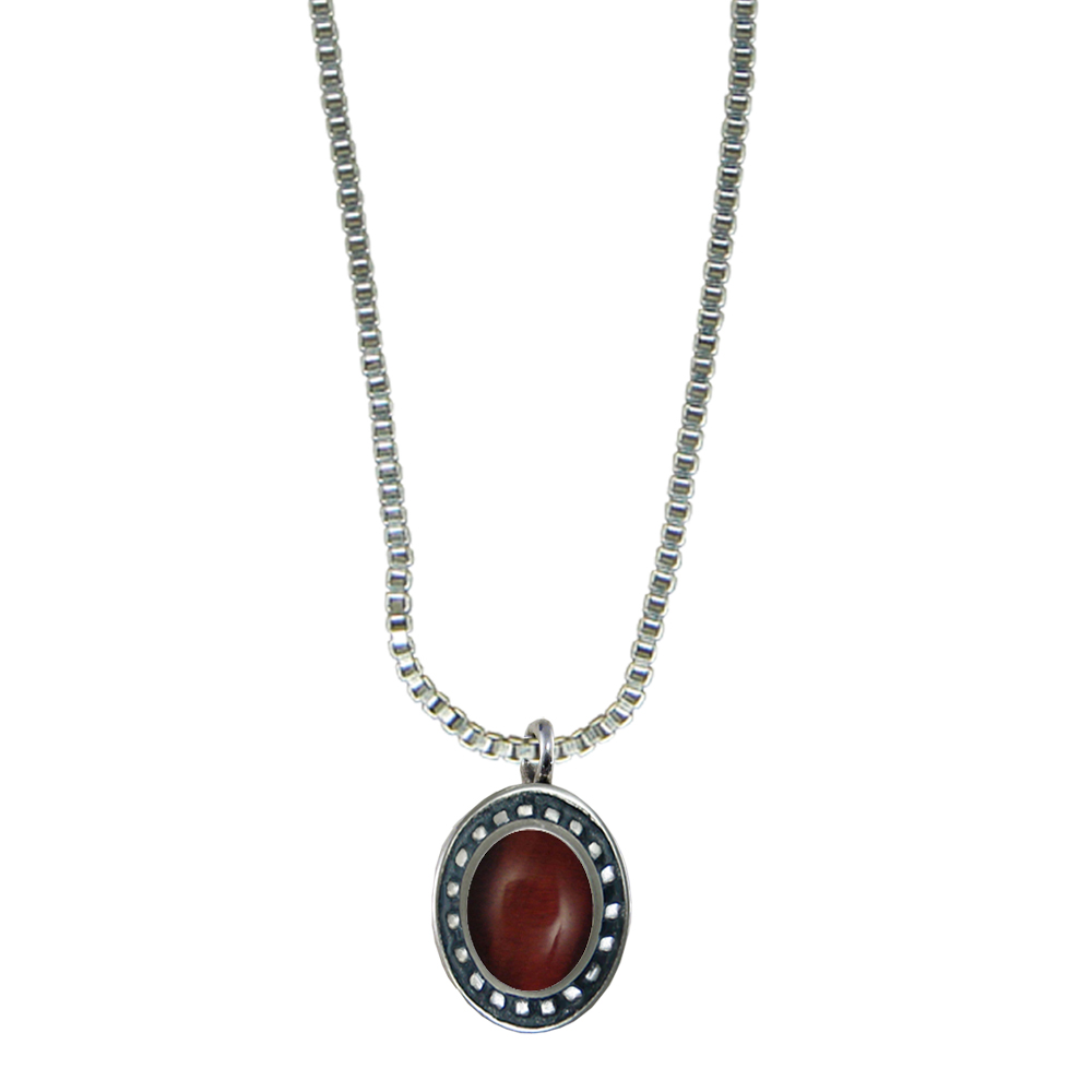 Sterling Silver Little Red Tiger Eye Pendant Necklace